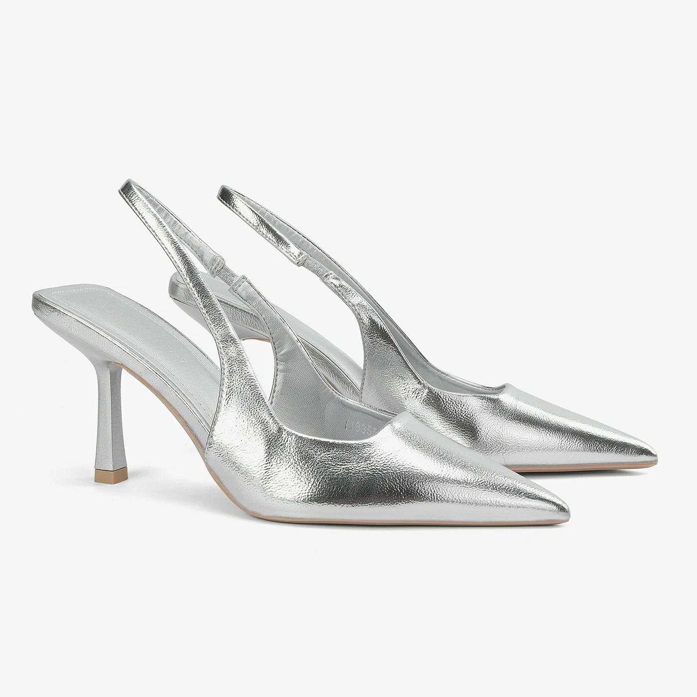 נעל עקב כסף 36