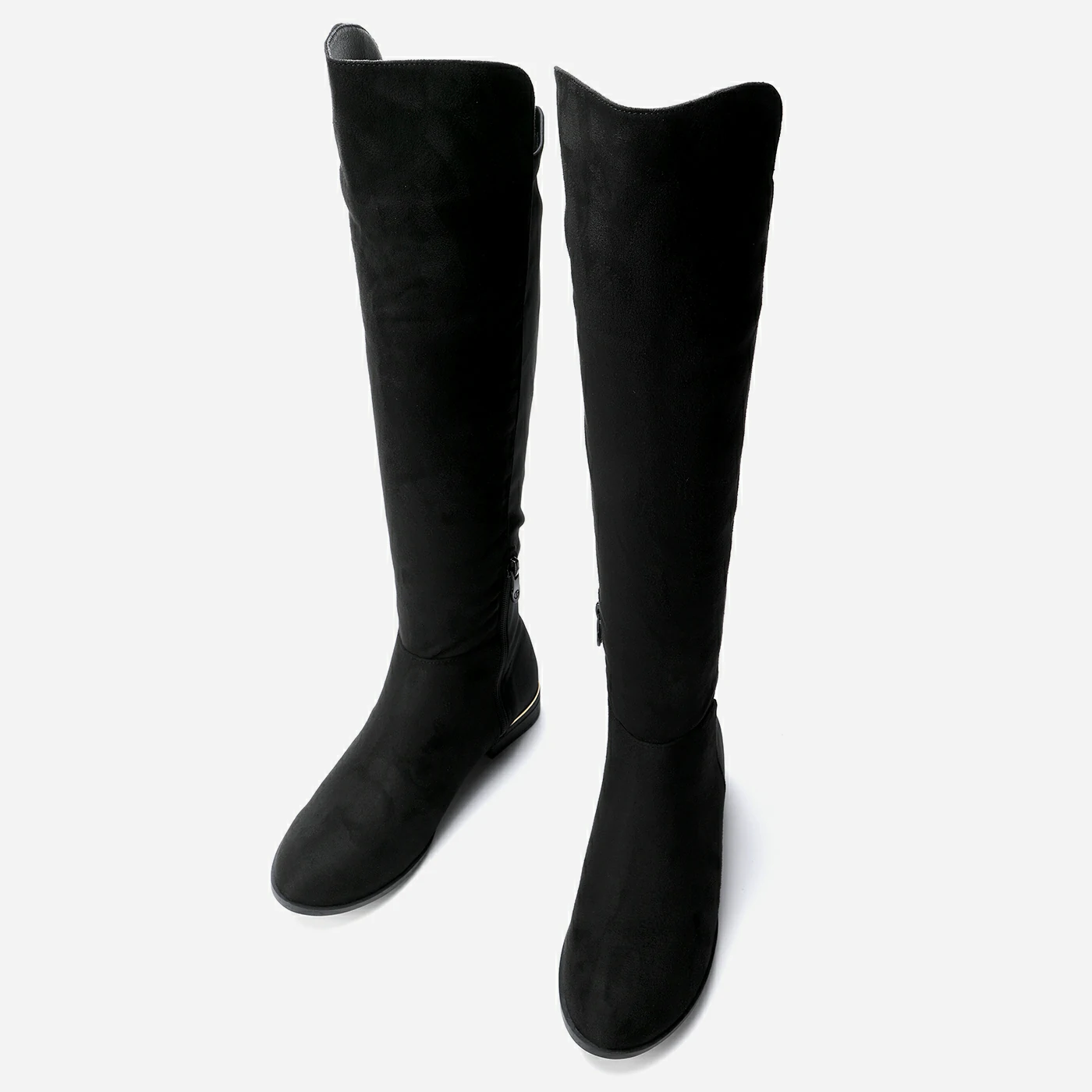 מגף שטוח שחור זמש 38