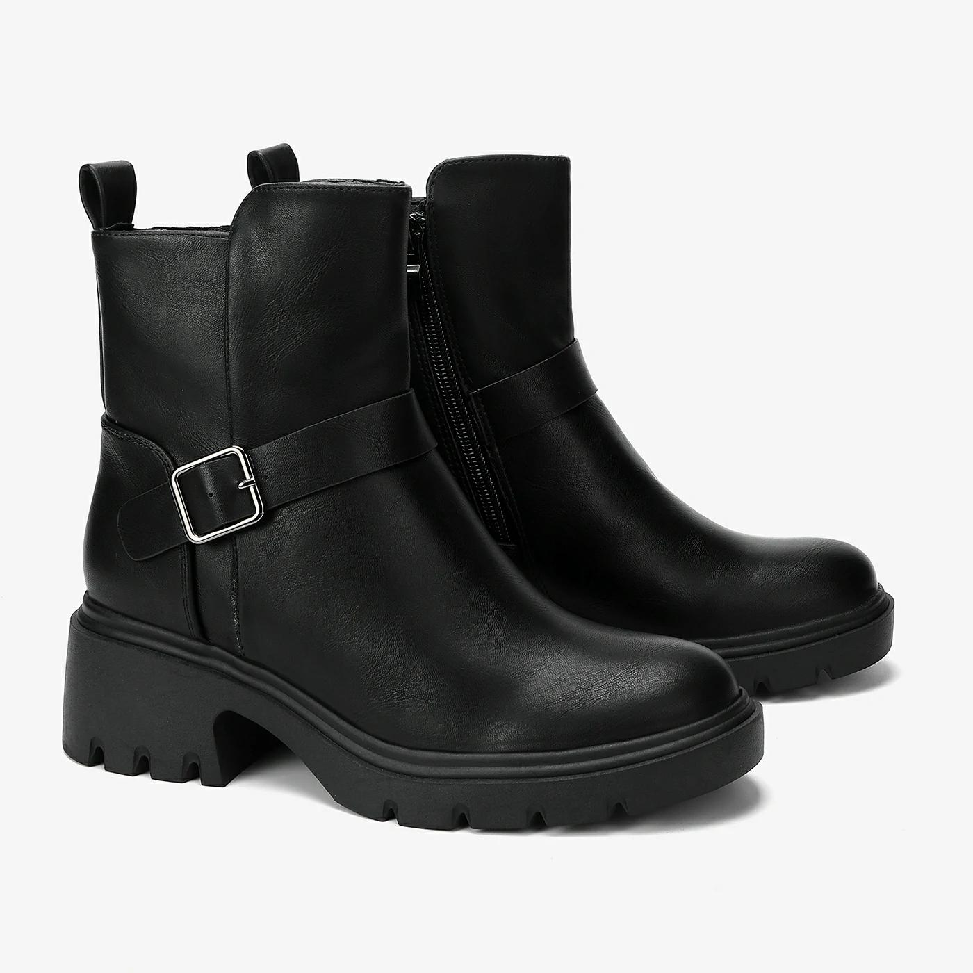 מגף עקב שחור 36