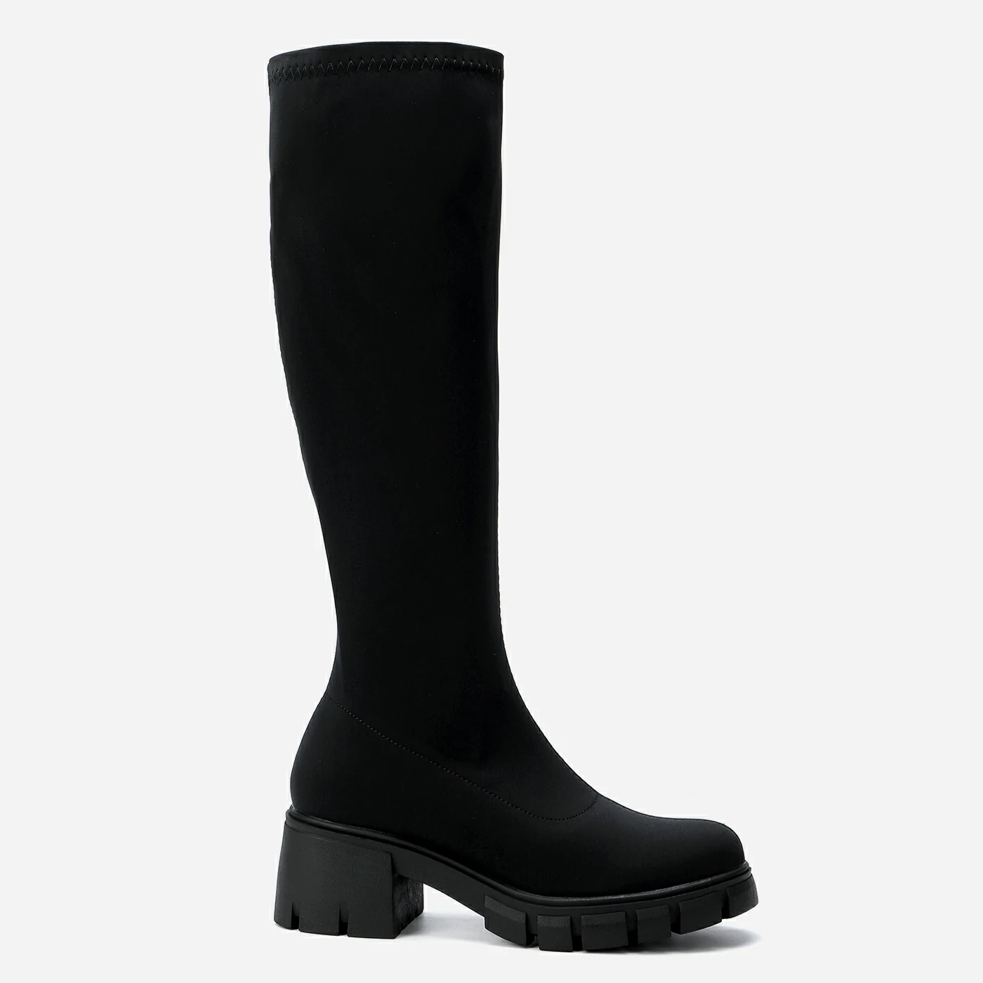 מגף עקב שחור טקסטיל 37