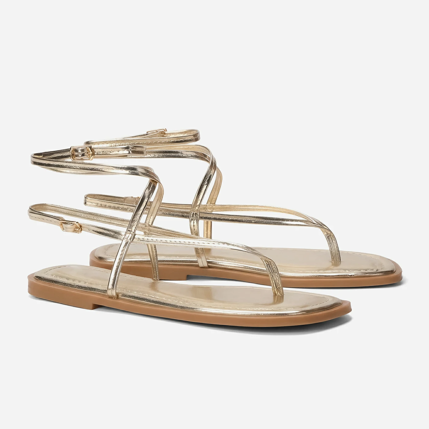 סנדל שטוח זהב 40