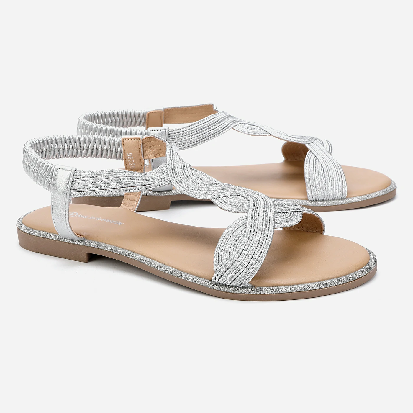 סנדל שטוח כסף 41