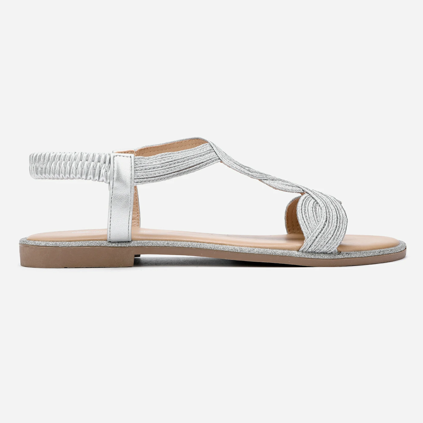 סנדל שטוח כסף 41